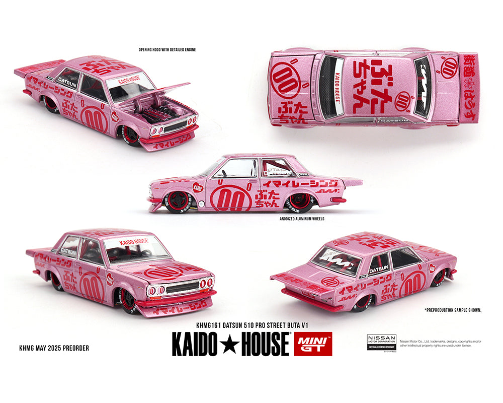 (Preorder) Kaido House x Mini GT 1:64 Datsun 510 Pro Street Buta V1 – Pink