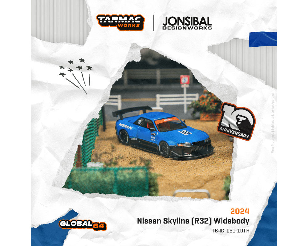 (Preorder) Tarmac Works 1:64 Nissan Skyline (R32) Widebody Tarmac Works 10th Anniversary Limited Edition