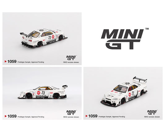 (Preorder) Mini GT 1:64 Nissan LB-ER34 Super Silhouette ATHLETE/COLLET – White